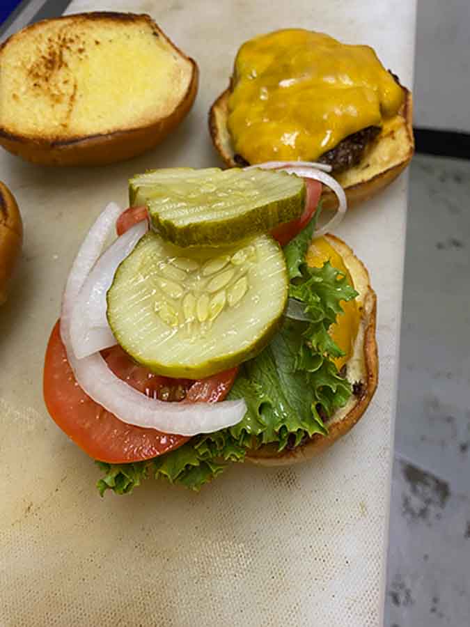 toppings4 - Blue J's Rollin' Grill Burger with toppings